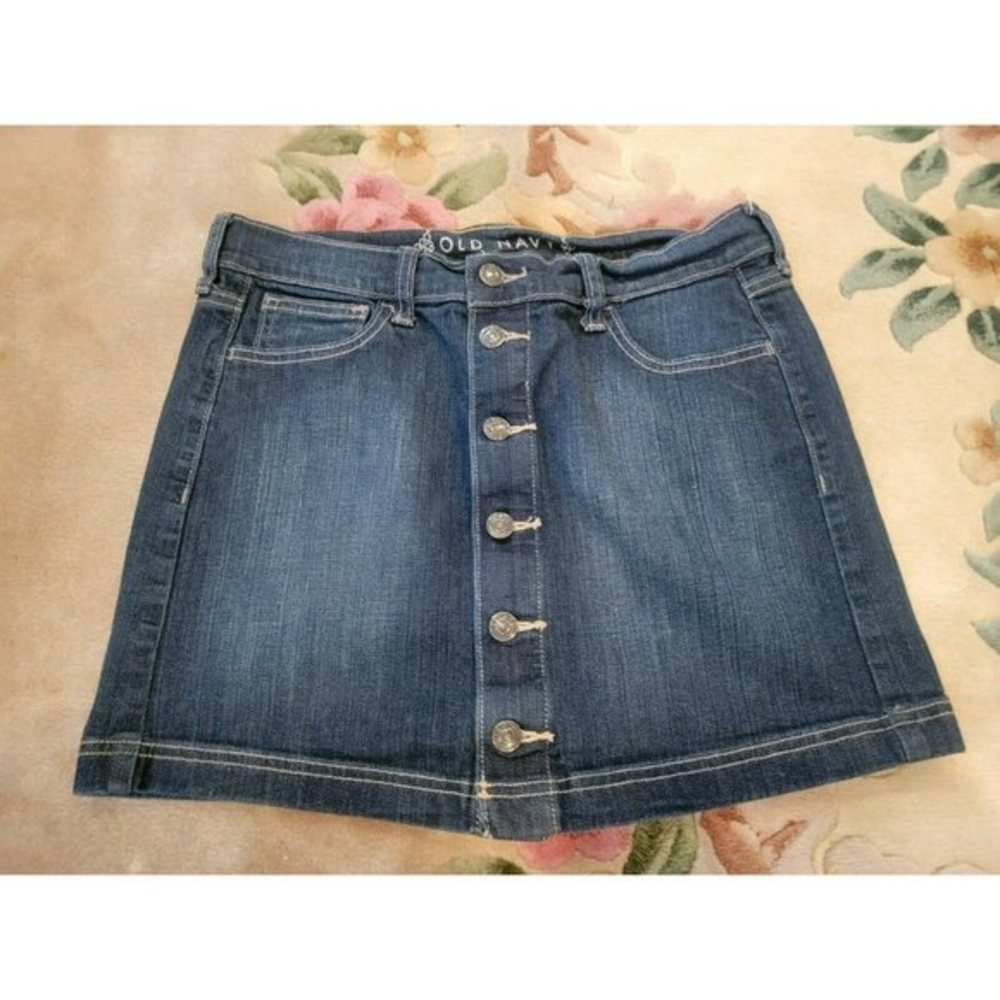 Old Navy Junior Girls Women Size‎ 4, Denim Midi Skirt 32" Waist 6 Button Front